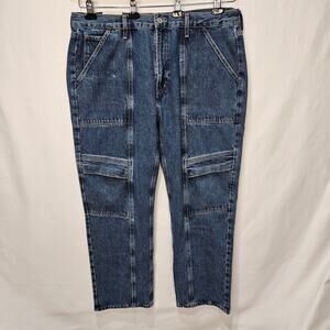 Agolde Women's Cooper Cargo Jeans Regulation Blue Size 34